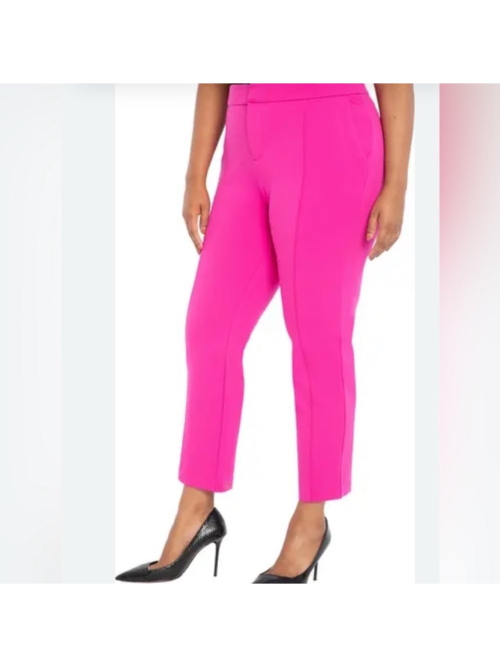NWOT Eloquii WMNS 24 Plus Size Slim Tailored Ankle Pants in Bright Fuschia Pink